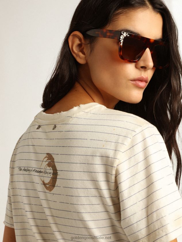 White T-shirt with vintage notebook effect FN20N916 Women Golden Goose