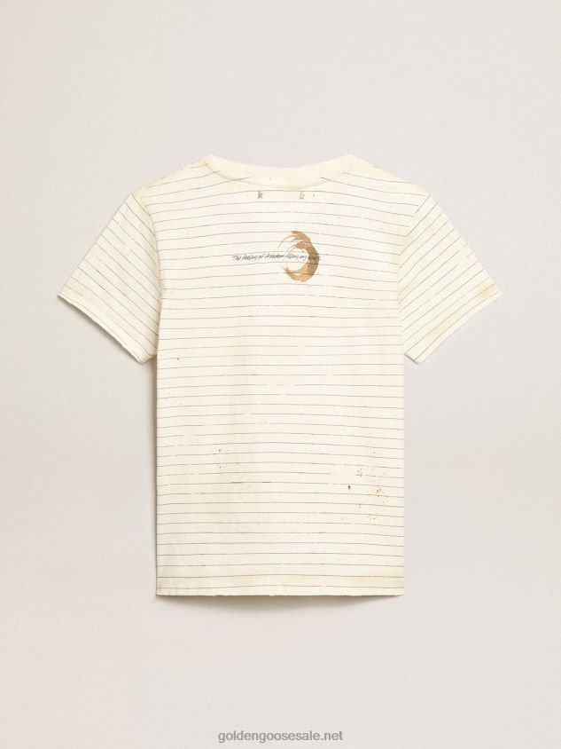 White T-shirt with vintage notebook effect FN20N916 Women Golden Goose