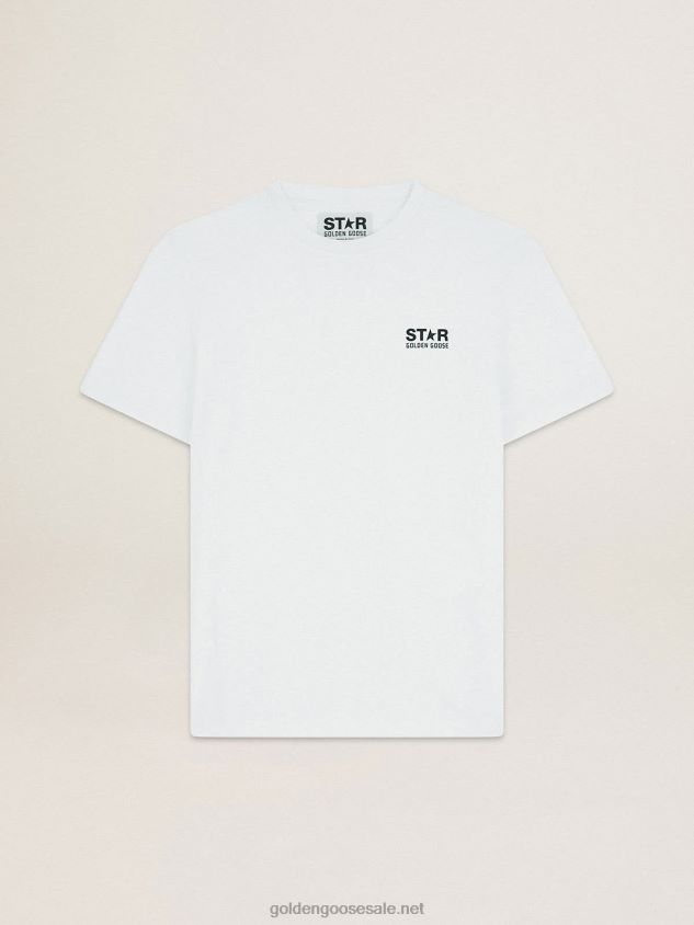 white Star Collection T-shirt with contrasting black logo and star FN20N953 Women Golden Goose