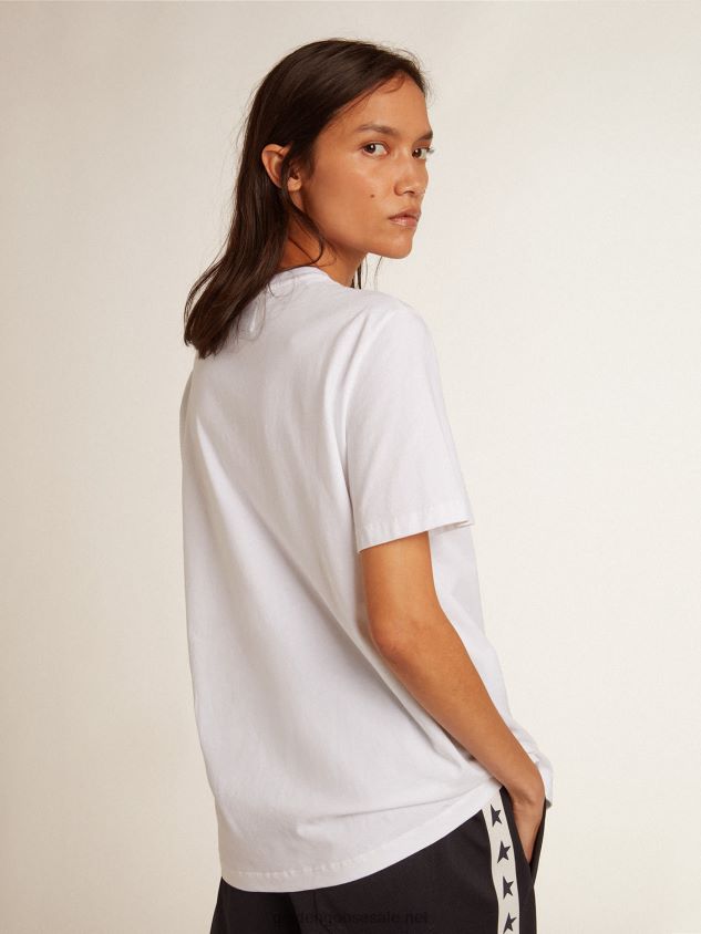 white T-shirt with dark blue star on the front FN20N925 Women Golden Goose