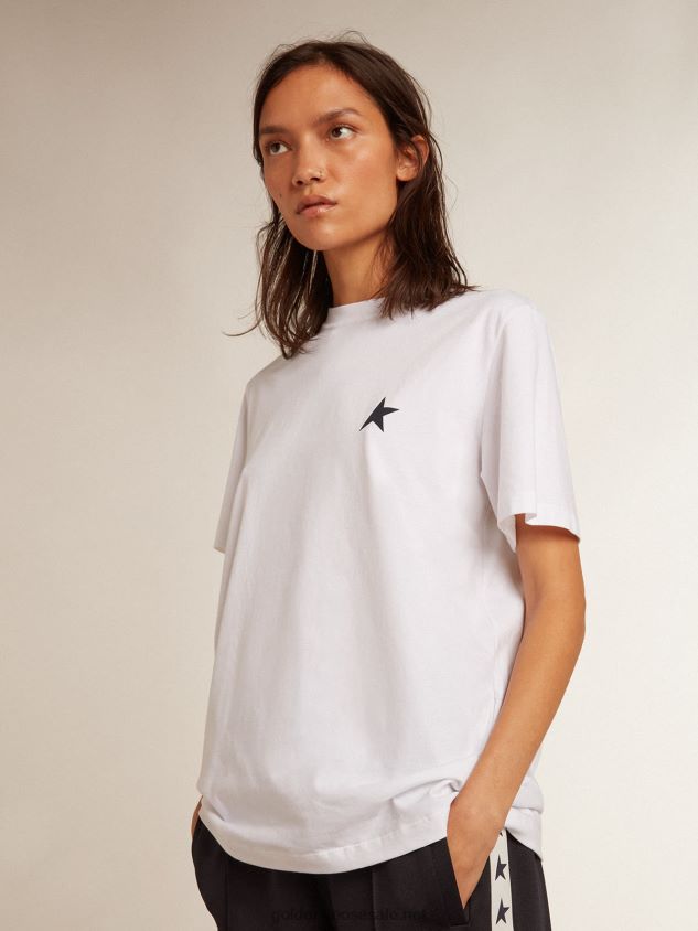white T-shirt with dark blue star on the front FN20N925 Women Golden Goose