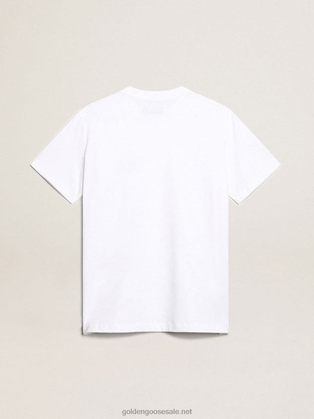white T-shirt with dark blue star on the front FN20N925 Women Golden Goose