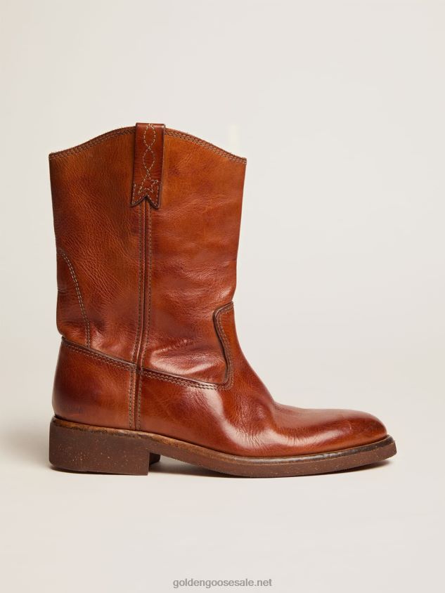 Biker boots in tan-colored leather FN20N435 Women Golden Goose