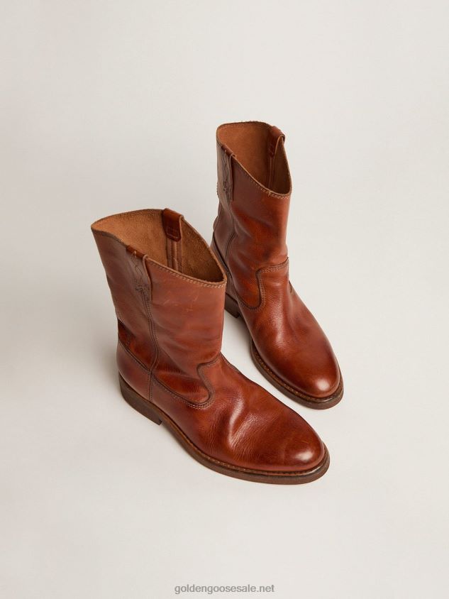 Biker boots in tan-colored leather FN20N435 Women Golden Goose