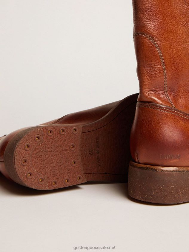Biker boots in tan-colored leather FN20N435 Women Golden Goose