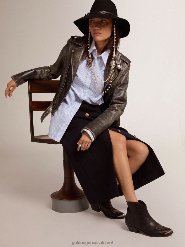 Young ankle boots in leather with cowboy-style decoration FN20N429 Women Golden Goose