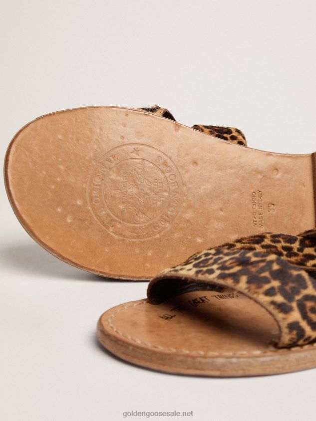 Margaret flat sandals in leopard-print pony skin FN20N437 Women Golden Goose