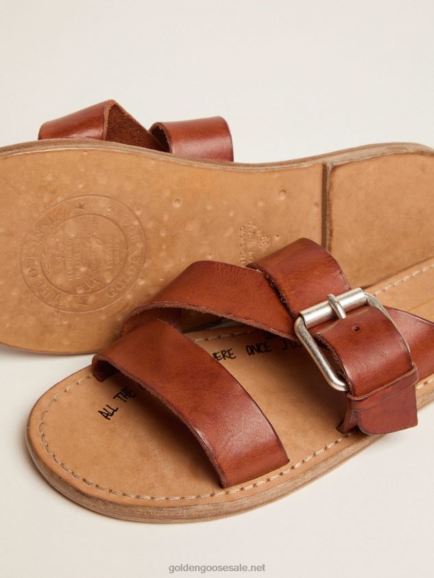 Margaret flat sandals in resin-coated leather FN20N440 Women Golden Goose