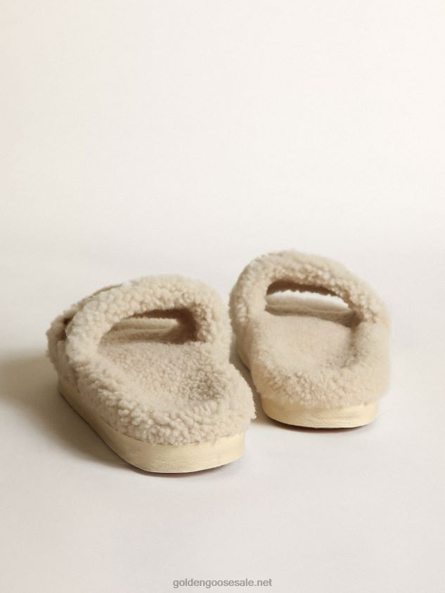 Poolstar in beige shearling with leopard-print pony skin star FN20N432 Women Golden Goose