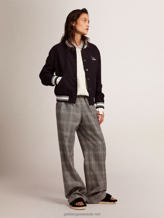Poolstars in black shearling with star in tone-on-tone leather FN20N438 Women Golden Goose