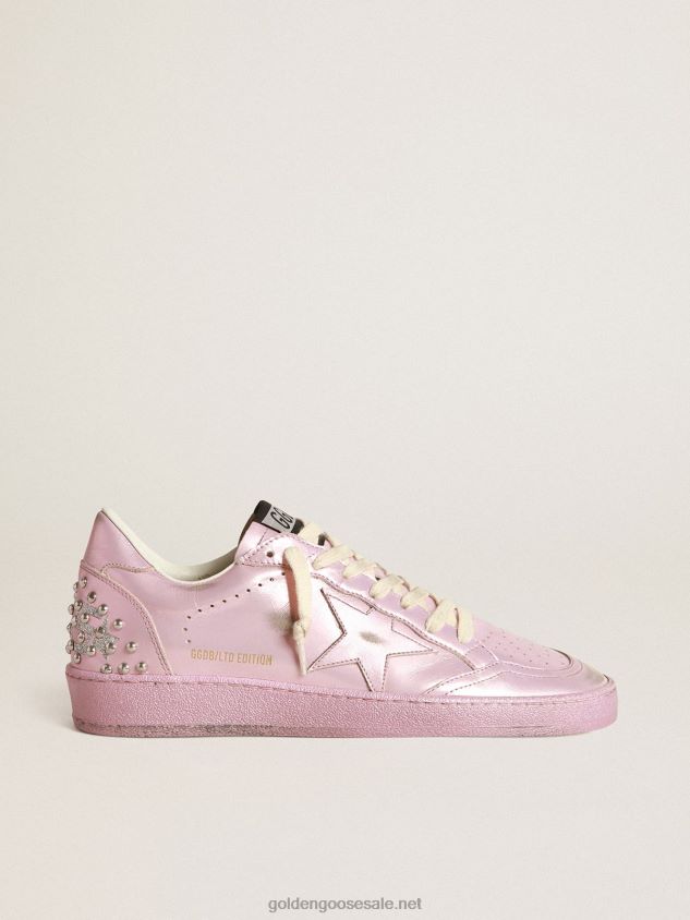 Ball Star LAB in pink laminated leather with studs FN20N282 Women Golden Goose