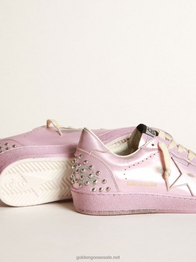 Ball Star LAB in pink laminated leather with studs FN20N282 Women Golden Goose