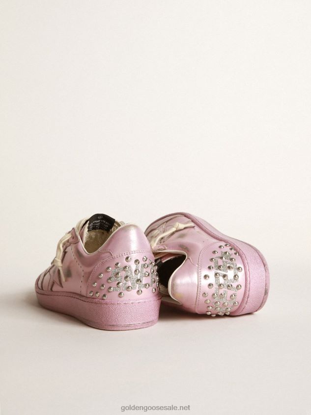 Ball Star LAB in pink laminated leather with studs FN20N282 Women Golden Goose