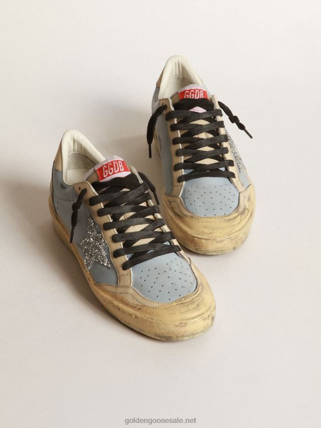 Ball Star LAB in smoky light-blue leather with Swarovski star FN20N202 Women Golden Goose
