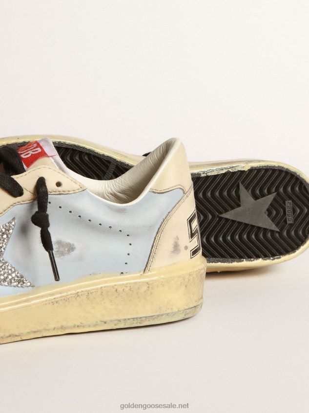 Ball Star LAB in smoky light-blue leather with Swarovski star FN20N202 Women Golden Goose