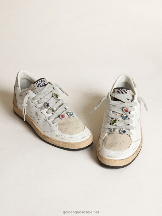Ball Star LAB sneakers in white leather with perforated star FN20N62 Women Golden Goose