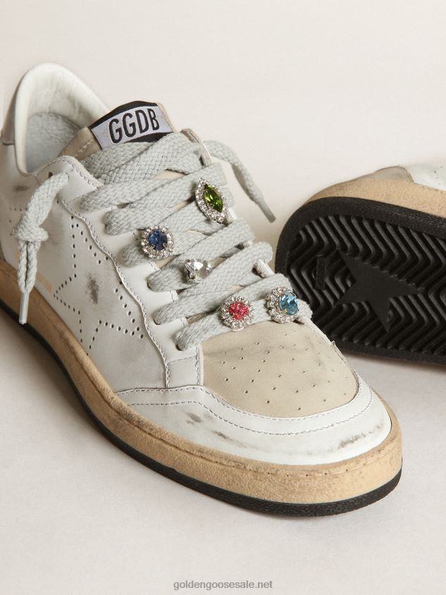 Ball Star LAB sneakers in white leather with perforated star FN20N62 Women Golden Goose