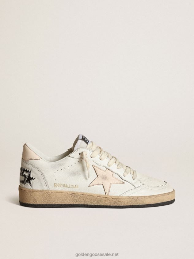 Ball Star LTD in white nappa with a salmon-pink nappa star FN20N199 Women Golden Goose