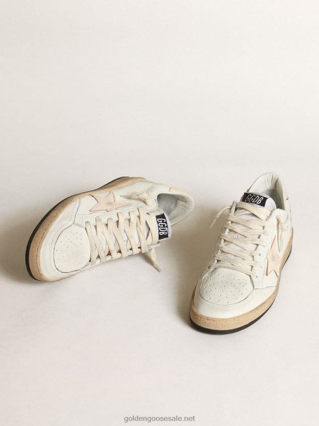 Ball Star LTD in white nappa with a salmon-pink nappa star FN20N199 Women Golden Goose