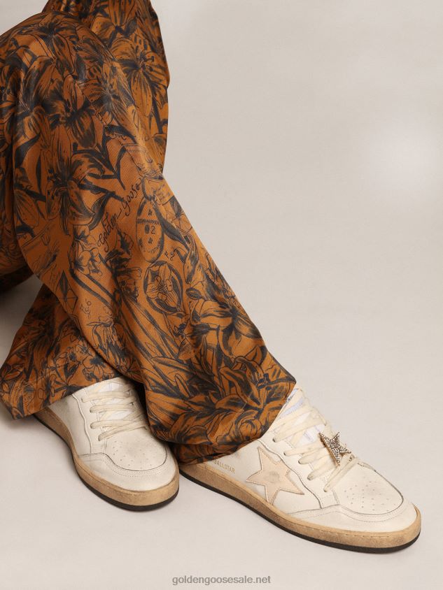 Ball Star LTD in white nappa with a salmon-pink nappa star FN20N199 Women Golden Goose