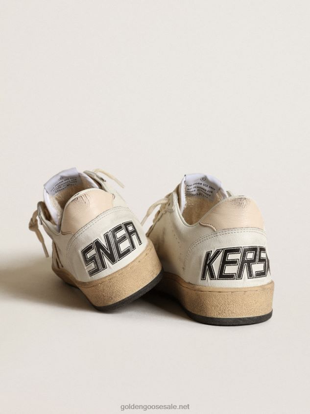 Ball Star LTD in white nappa with a salmon-pink nappa star FN20N199 Women Golden Goose