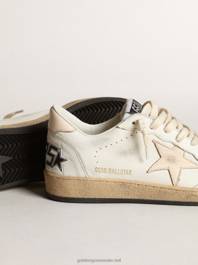 Ball Star LTD in white nappa with a salmon-pink nappa star FN20N199 Women Golden Goose