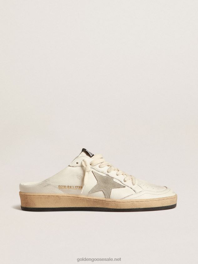 Ball Star Sabots in nappa leather with ice-gray suede star FN20N144 Women Golden Goose