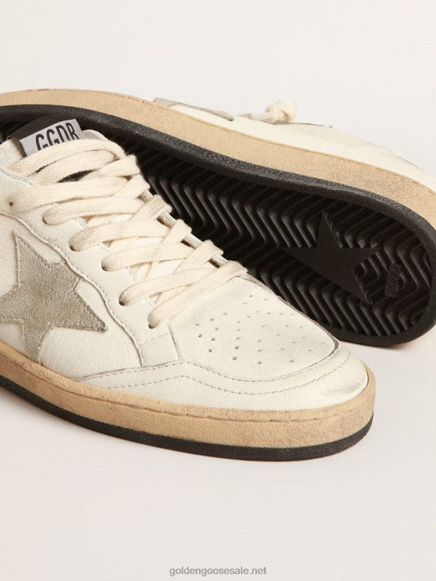 Ball Star Sabots in nappa leather with ice-gray suede star FN20N144 Women Golden Goose