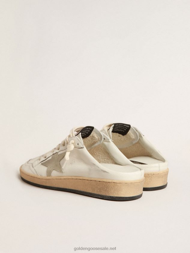 Ball Star Sabots in nappa leather with ice-gray suede star FN20N144 Women Golden Goose