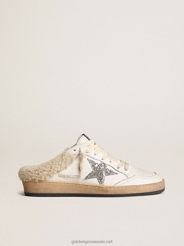 Ball Star Sabots with glitter star and shearling lining FN20N145 Women Golden Goose