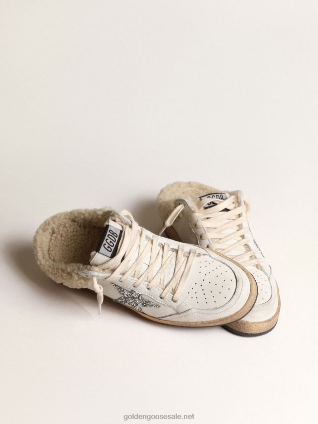 Ball Star Sabots with glitter star and shearling lining FN20N145 Women Golden Goose