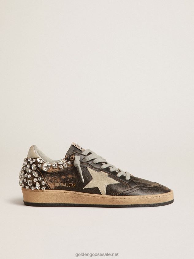 Ball Star in black leather with crystal decoration FN20N141 Women Golden Goose
