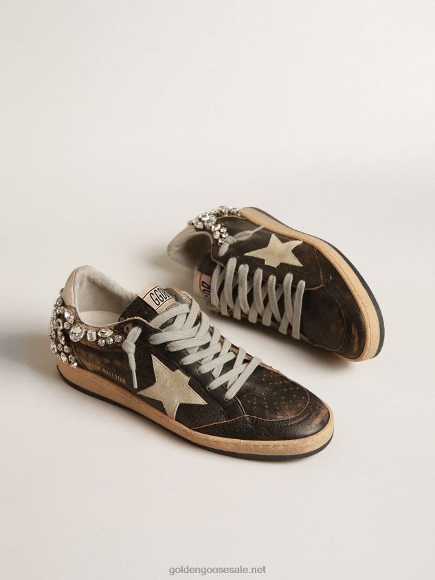 Ball Star in black leather with crystal decoration FN20N141 Women Golden Goose