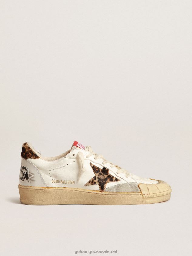 Ball Star in nappa with leopard-print pony skin star and heel tab FN20N152 Women Golden Goose