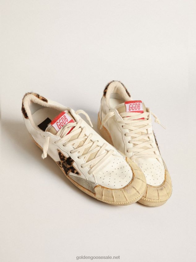 Ball Star in nappa with leopard-print pony skin star and heel tab FN20N152 Women Golden Goose