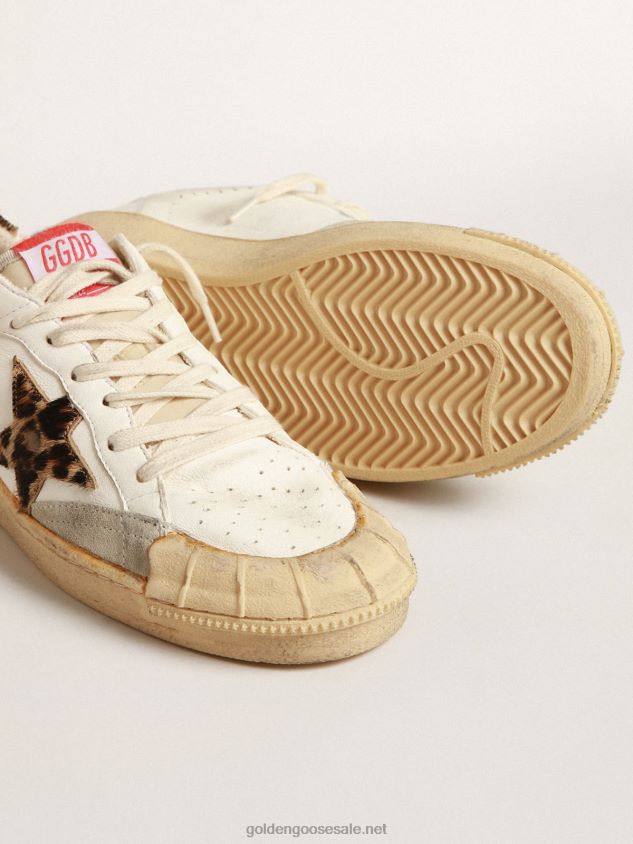 Ball Star in nappa with leopard-print pony skin star and heel tab FN20N152 Women Golden Goose