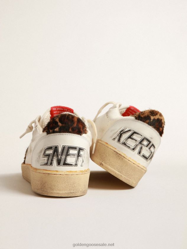Ball Star in nappa with leopard-print pony skin star and heel tab FN20N152 Women Golden Goose