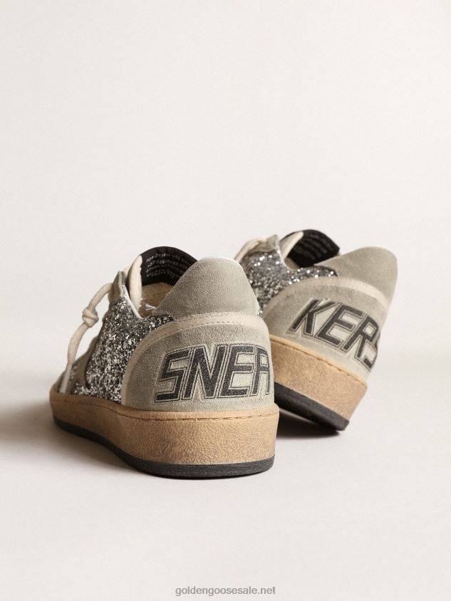 Ball Star in silver glitter with ice-gray suede inserts FN20N233 Women Golden Goose