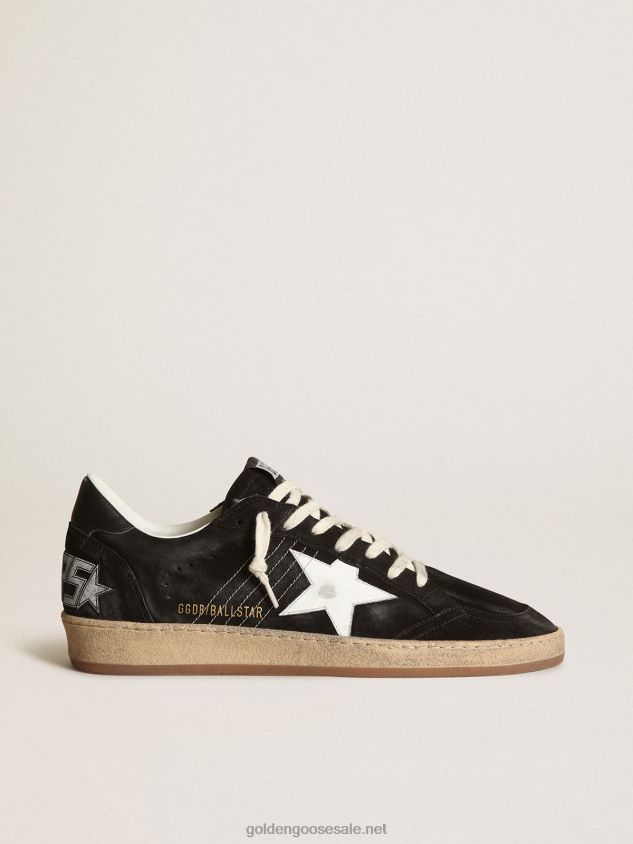 Ball Star sneakers in black suede with white leather star and black leather heel tab FN20N19 Women Golden Goose
