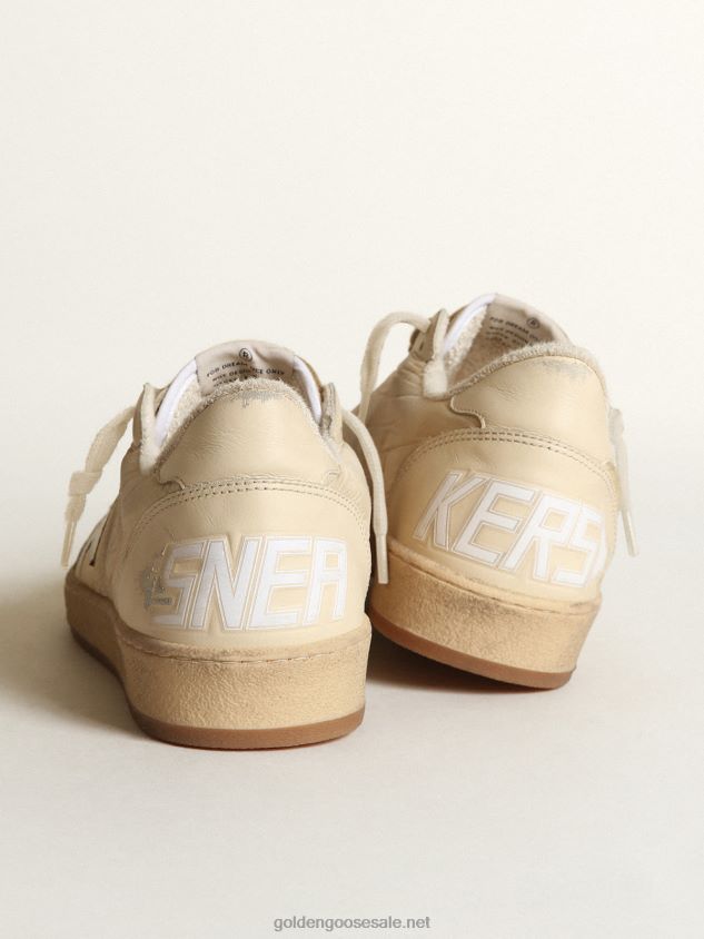 Ball Star sneakers in milk-white nylon with white leather star and milk-white leather heel tab FN20N16 Women Golden Goose