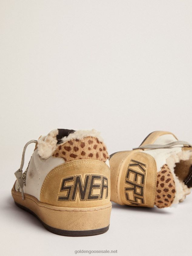 Ball Star sneakers in nappa leather with glitter star and shearling lining FN20N133 Women Golden Goose