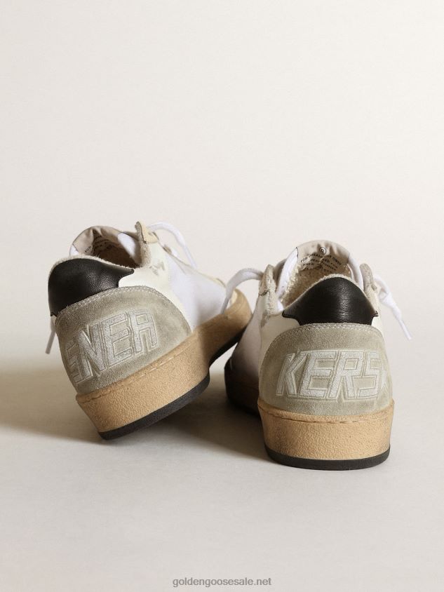 Ball Star sneakers in white canvas and leather with ivory leather inserts and black nappa leather star FN20N84 Women Golden Goose