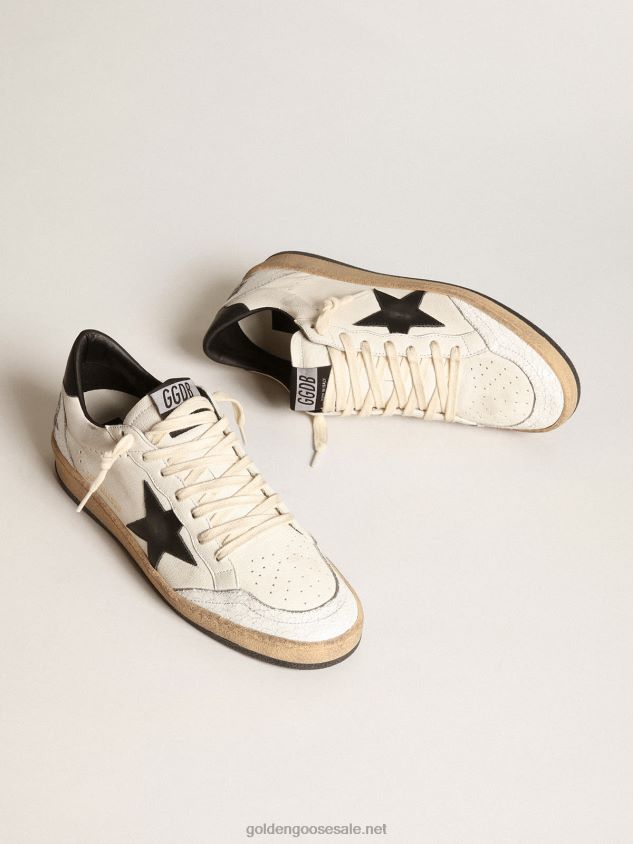 Ball Star sneakers in white nappa leather with black leather star and heel tab FN20N45 Women Golden Goose