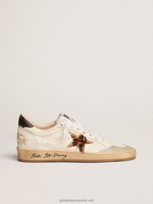 Ball Star sneakers with leopard-print pony skin star and black leather heel tab FN20N7 Women Golden Goose