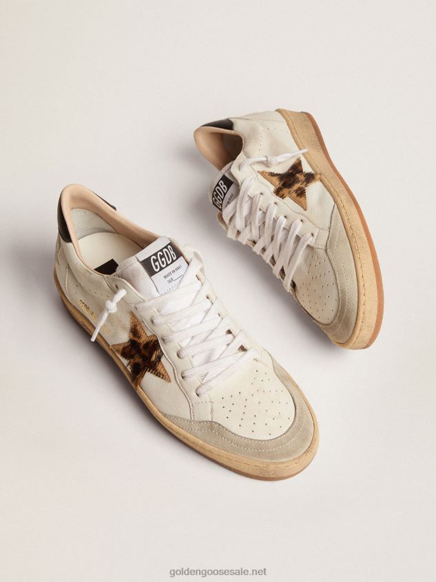 Ball Star sneakers with leopard-print pony skin star and black leather heel tab FN20N7 Women Golden Goose