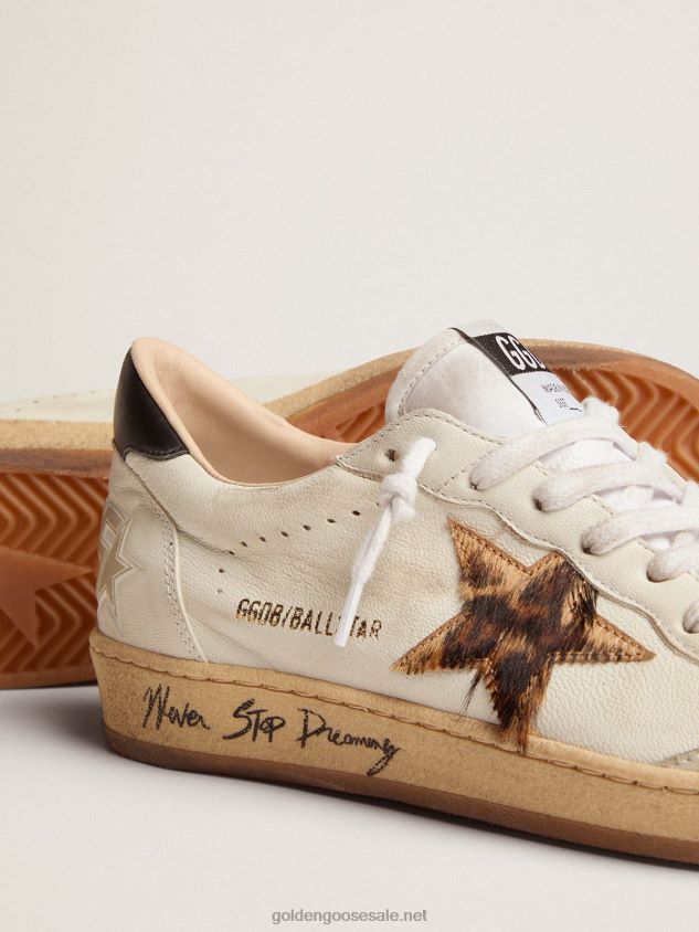 Ball Star sneakers with leopard-print pony skin star and black leather heel tab FN20N7 Women Golden Goose