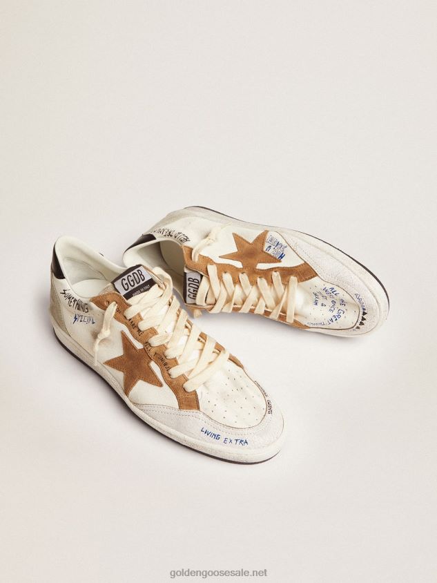 Ball Star sneakers with tobacco-colored suede star and black leather heel tab FN20N79 Women Golden Goose
