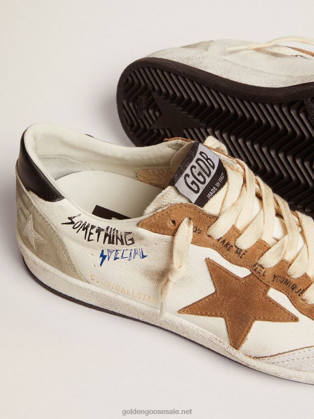 Ball Star sneakers with tobacco-colored suede star and black leather heel tab FN20N79 Women Golden Goose