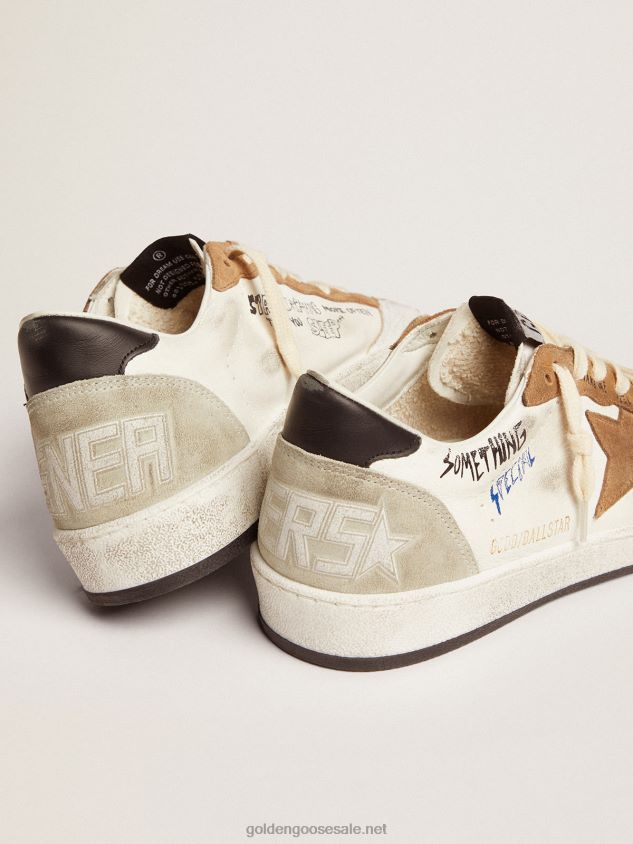 Ball Star sneakers with tobacco-colored suede star and black leather heel tab FN20N79 Women Golden Goose