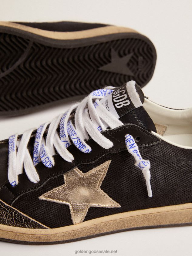 Black canvas Ball Star sneakers with platinum-colored star FN20N279 Women Golden Goose